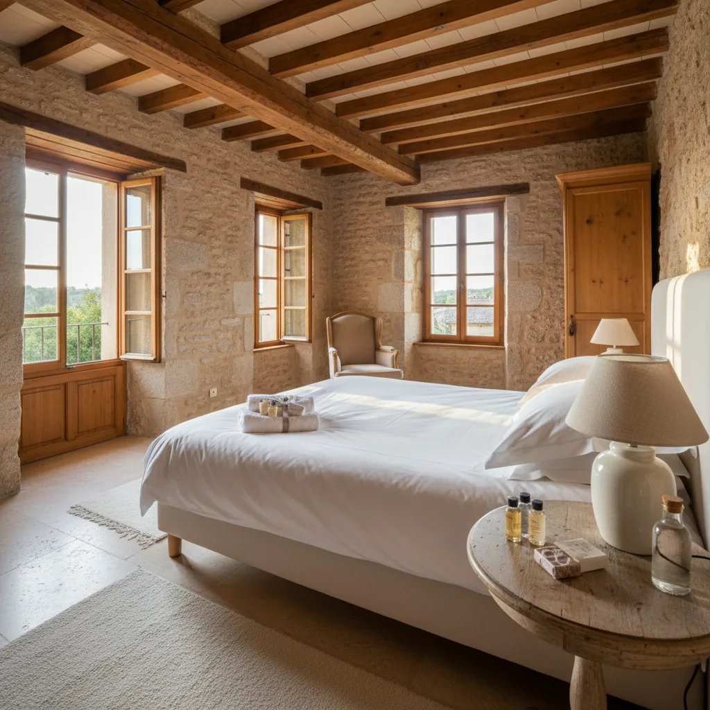 Hotel-grade cleaning with white linens and welcome kit in a holiday rental